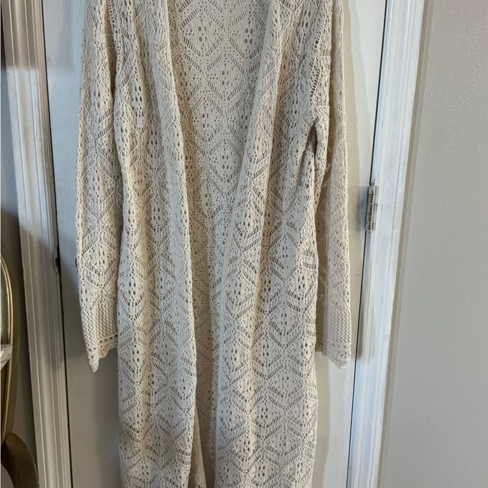 Freshman Cream Open-Knit Cardigan